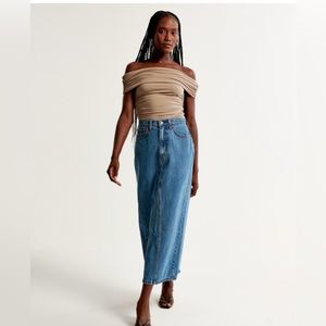 Abercrombie & Fitch Denim Column Maxi Skirt